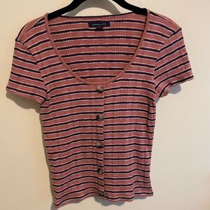 Womens Small Hollister Striped Short Sleeve Tee